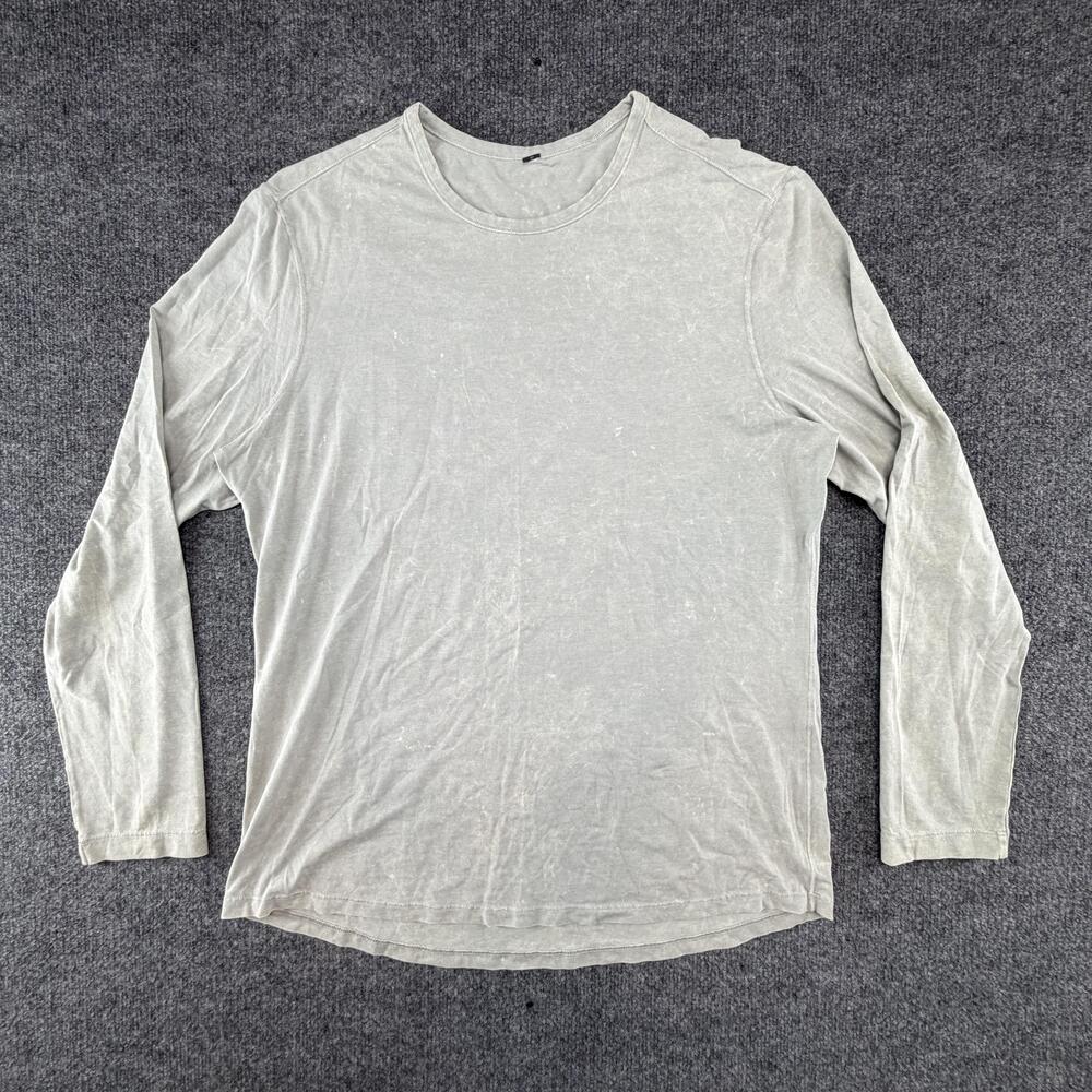 Lululemon Shirt Mens Large Gray Long Sleeve Crewneck Lightweight Athletic Logo